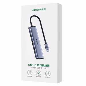 Adapter Ugreen 2-in-1 hõbedane (sisend: Type-C / väljund: 4-USB)