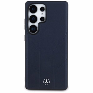 Mercedes Leather Debossed Lines MagSafe Ümbris jaoks Samsung Galaxy S25 Ultra - sinine