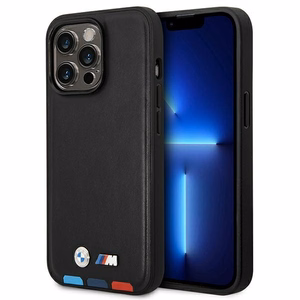 Ümbris BMW BMHMP14X22PTDK iPhone 14 Pro Max 6.7 "must / must Leather Stamp Tricolor Magsafe