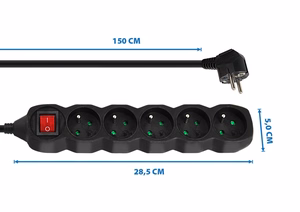 Esperanza ELK214K power extension 1.5 m 5 AC outlet(s) Indoor Black