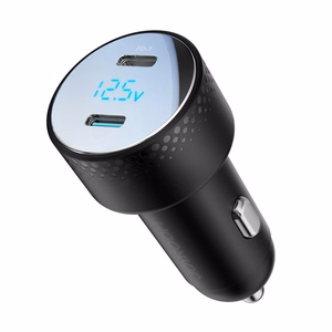 Autolaadija Joyroom „JR-CCD02" must 70W (2xUSB-C) LED-ekraaniga