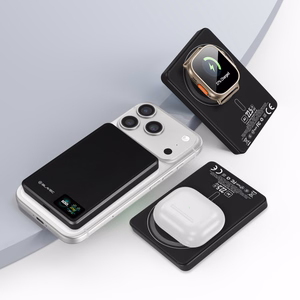 Blavec akupank 10000mAh BJ-03 Slim 13,5mm - Type C - 22,5W magnetiline Magsafe 3 in 1 (PBBJ03-MC10B) must alumiinium