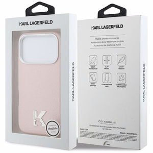 Karl Lagerfeld Чехол для iPhone 17 Pro Max HC MAGSAFE PU FW W/ KHEAD LOGO розовый