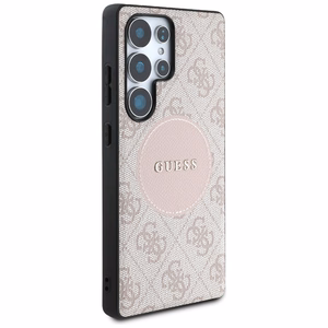 Guess 4G Round Patch Classic Logo MagSafe Ümbris jaoks Samsung Galaxy S25 Ultra roosa