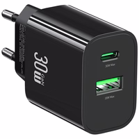 Võrgulaadija USAMS CC316 T65 30W 1xUSB-C 1xUSB-A Fast Charging must