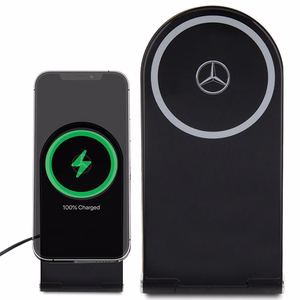 Mercedes hõbedane Stars MagSafe foldable 2in1 15W induktiivne laadija - must