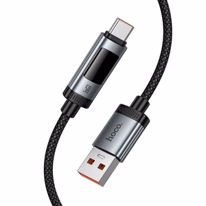 Кабель для передачи данных с цифровым дисплеем USB A to USB C Hoco PD 6A 100W 1,2 m U148 черный