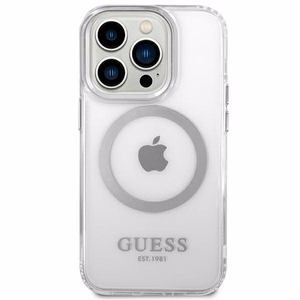 Guess GUHMP14LHTRMS iPhone 14 Pro 6.1" hõbedane/hõbedane hard ümbris Metal Outline Magsafe