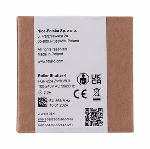 Fibaro FGR-224 rulloo/žalusiide tarviku Rullo juhtimine