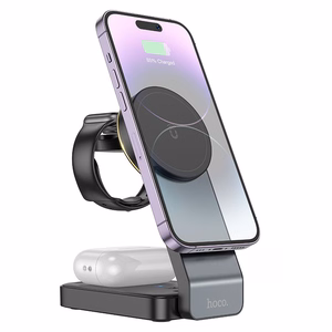 Беспроводное зарядное устройство Hoco 3in1 15W совместимое с MagSafe CQ3 черный