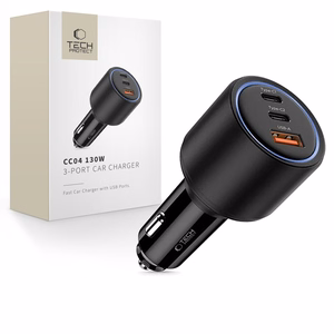 CC04 3-port PD130W car laadija - must