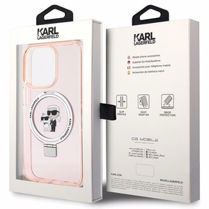KARL LAGERFELD ümbris jaoks IPHONE 15 Pro comaptible with MagSafe KLHMP15LHMRSKCP (Ringstand KC) roosa