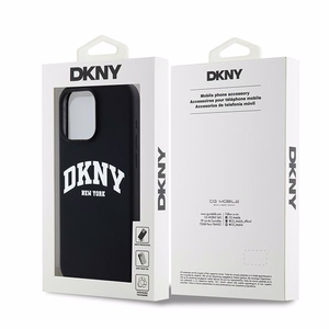 DKNY Liquid Silicone Valge Printed Logo MagSafe ümbris jaoks iPhone 15 Pro Max - must