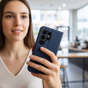 Klappümbris Motorola G17 Split Book, tumesinine ja punane