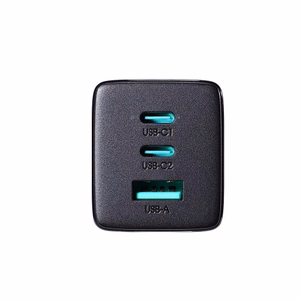 Joyroom fast GaN charger 65W USB-A, 2x USB-C black + USB-C - USB-C cable 100W 1.2m (TCG01)