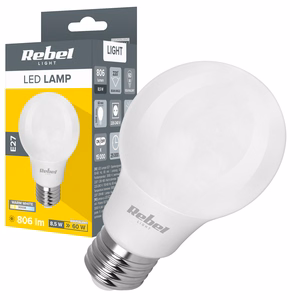 Rebel A60 E27 LED bulb, 8.5 W, 3000 K, 230 V