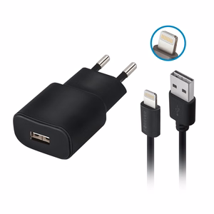 Forever TC-01 laadija 1x USB 2A must + Lightning kaabel
