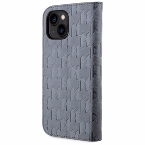 Karl Lagerfeld KLBKP14SSAKLHPG iPhone 14 6.1" bookcase hõbedane/hõbedane Saffiano Monogram