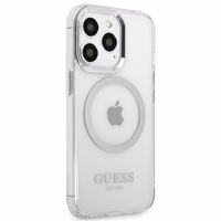 Guess Metal Outline MagSafe ümbris jaoks iPhone 13 Pro / iPhone 13 - hõbedane