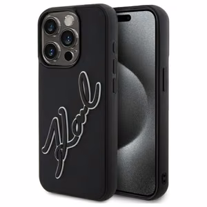 Karl Lagerfeld 3D Rubber Signature Ümbris jaoks iPhone 15 Pro Max - must