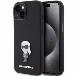 Karl Lagerfeld Silicone Ikonik Metal Pin ümbris iPhone 15 Plus / 14 Plus - must