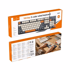 Juhtmega QWERTY-klaviatuur Hoco GM61, kolmevärviline (valge, hall, oranž)