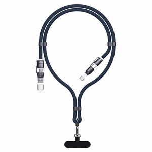 Dudao L20Max 65W 4-in-1 sinine kaabel rihmaga USB-C kuni USB-C Lightning ja USB-A adapteritega