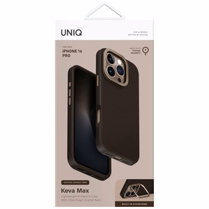 Uniq Keva Max Magclick Charging Camera Stand Ümbris jaoks iPhone 16 Pro - Brown