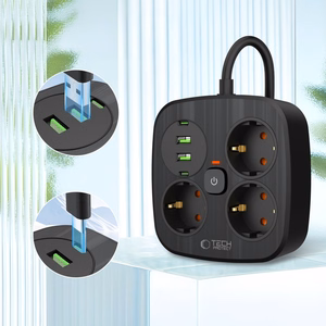 Tech-Protect PCS3X4 power strip, 3 sockets, 2xUSB-A, 2xUSB-C 200 cm - black