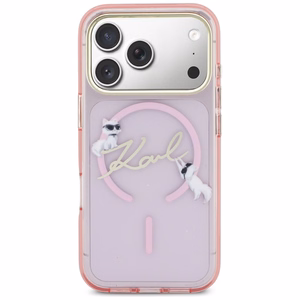 Karl Lagerfeld IML Choupettes Karl Script Logo MagSafe Ümbris for iPhone 17 Pro Max - roosa