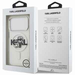 Karl Lagerfeld IML Glitter Karl & Choupette Sketch Logo MagSafe Ümbris jaoks iPhone 17 Pro - Clear