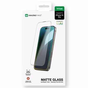 AmazingThing Titan Matt Glass karastatud klaas jaoks iPhone 16 Pro