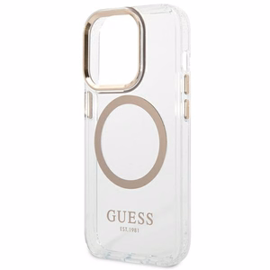 Guess GUHMP14XHTRMD iPhone 14 Pro Max 6.7 "kuldne / kuldne hard ümbris Metal Outline Magsafe
