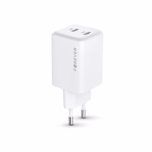 Forever TC-08-45CC GaN PD laadija 2x USB-C 45W valge