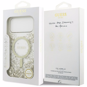 GUESS ümbris jaoks IPHONE 17 Pro Max compatible with MagSafe GUHMP17XRGRGED (Resin Bottom Glitter) kuldne