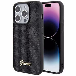 Guess Disco Metal Script ümbris jaoks iPhone 15 Pro - must