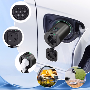 V2L Type 2–Schuko adapter, 3500 W, võimsusnäidiku ja ümbrisega – must