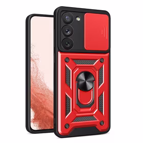 Hybrid Armor Camshield ümbris jaoks Samsung Galaxy S23+ armored cover with camera cover punane