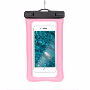 Waterproof bag jaoks mobile phone with plastic closing AIRBAG roosa