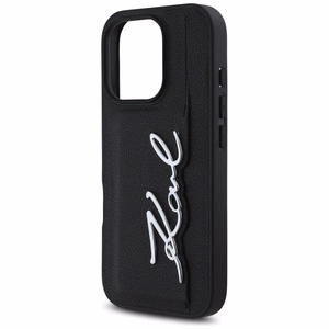 Karl Lagerfeld HC Grained PU Cardslot Metal Signature iPhone 16 Pro Ümbris - must