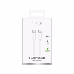 Puro TPE 25W USB-C - USB-C 3m Kaabel - valge
