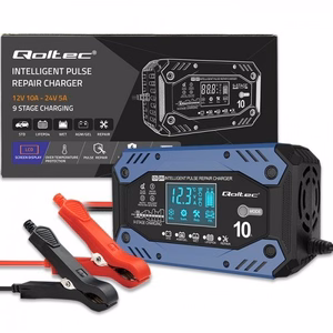 Qoltec 52482 sõiduki akulaadija 12/24 V must, sinine