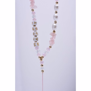 HAPPY Phone lanyard, Phone pendant / cord length 44cm (22cm in the loop) / on hand - lite roosa