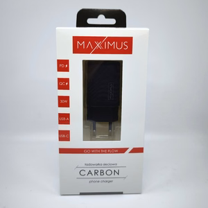 WALL CHARGER MX CARBON 30W PD+QC USB-A+C BLACK