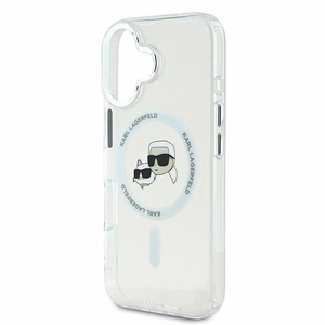 Karl Lagerfeld IML Metal Karl&Choupette Head MagSafe Ümbris jaoks iPhone 16 - valge