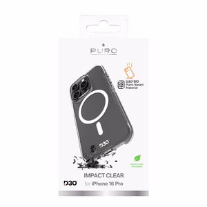 Силиконовый чехол Puro Impact Clear D3O MagSafe для iPhone 16 Pro - прозрачный