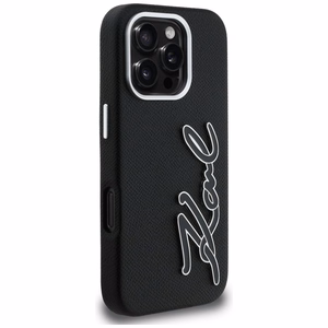 Karl Lagerfeld FW Grained Signature Logo чехол iPhone 16 Pro - черный