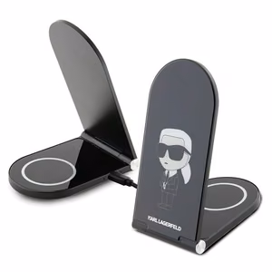 Karl Lagerfeld Ikonik MagSafe 15W induktiivne laadija, foldable 2in1 - must