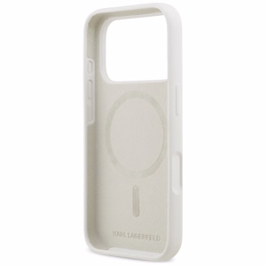 KARL LAGERFELD ümbris jaoks IPHONE 17 Pro compatible with MagSafe KLHMP17LSKIGROH (Silicone W/ KL Sketch & Logo) valge
