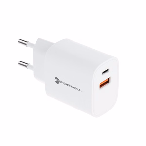 Phone laadija Forcell F-Energy USB C + USB A QC4.0 PD 3A 30W TFK-TC-30WPD valge